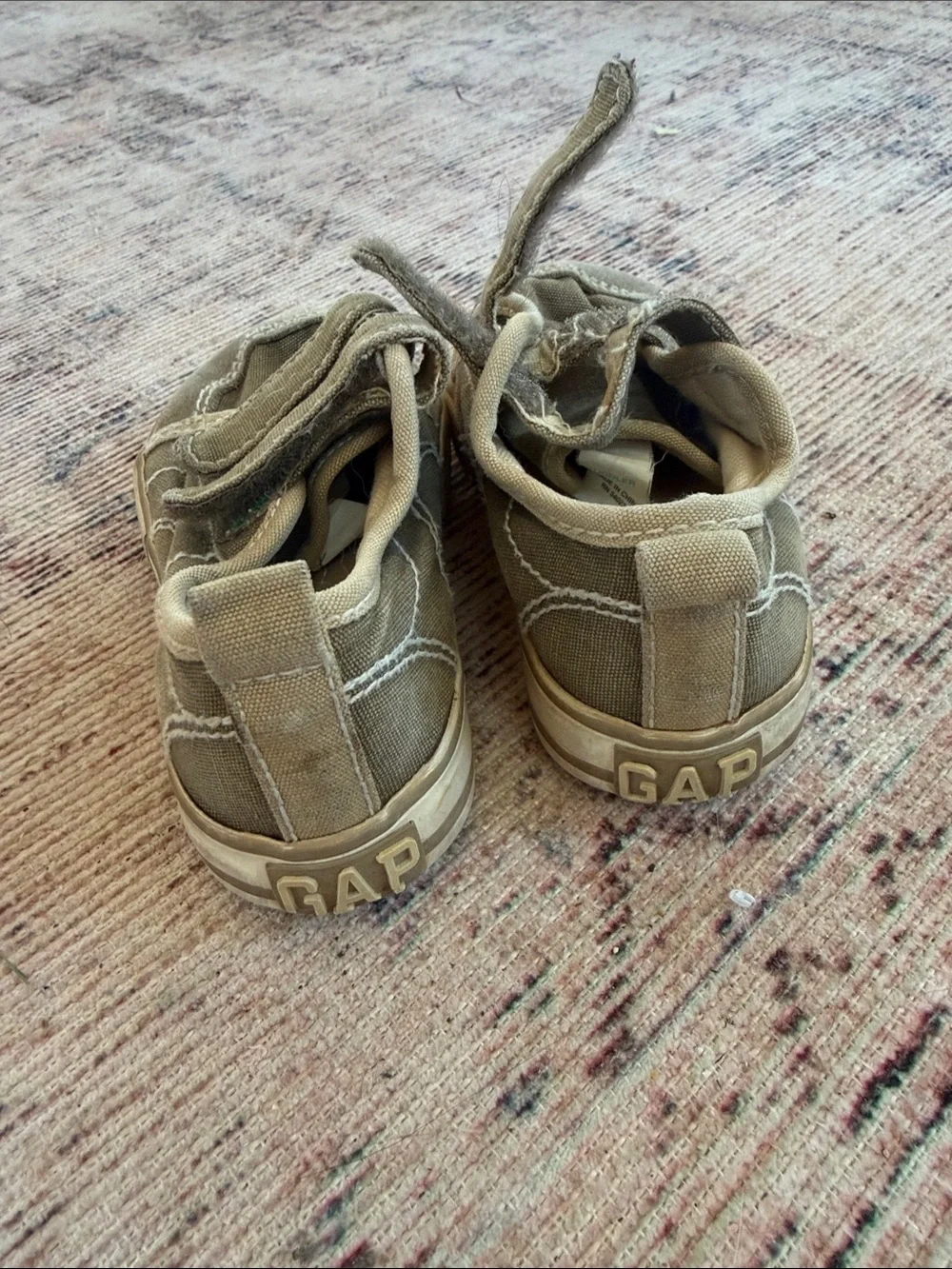 GAP Kids Taupe Canvas Velcro Sneakers Vintage style